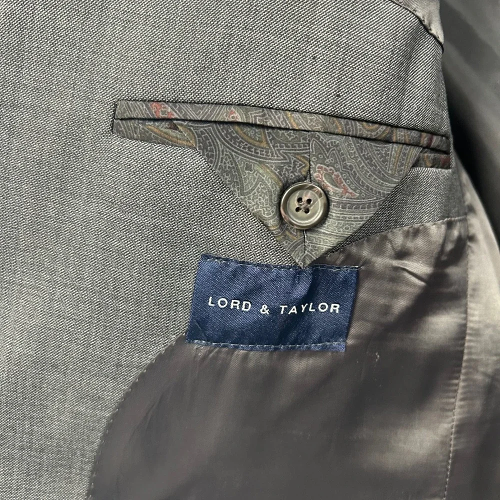 Lauren Ralph Lauren Blazer Mens 40L Grey Wool Sharkskin Two Button Sport Coat